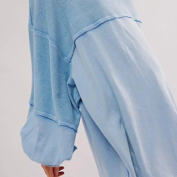 Free People We The Coastal Solid Crew Sweatshirt Top Pullover Cotton S 276495